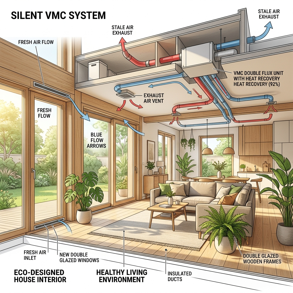 Système de ventilation VMC d'une maison rénovée